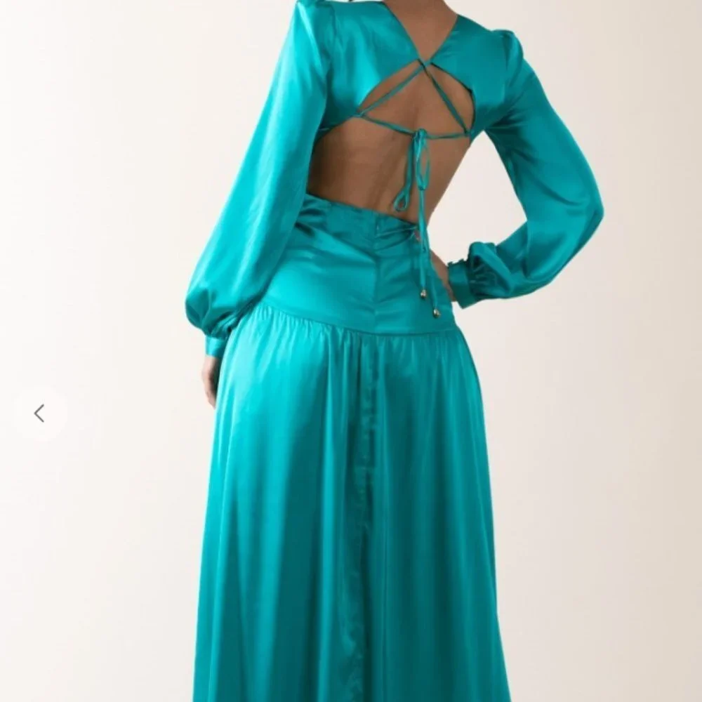 Satin Ruffle Maxi Dress - Picture 3 of 3